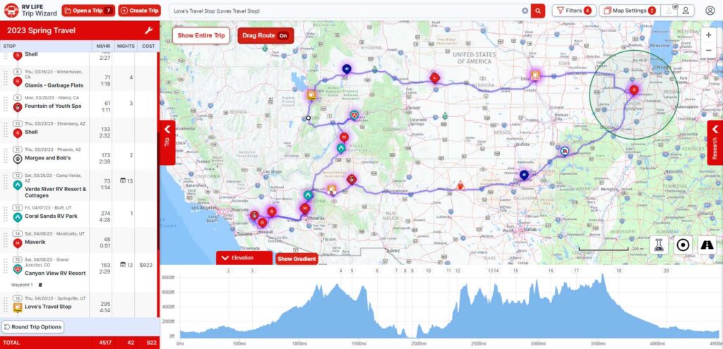 2023 Spring Wandering Winos Travel Map