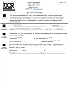 2023 Can Am X3 Max Form1007 South Dakota Tax Verification